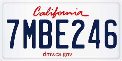 CA license plate 7MBE246