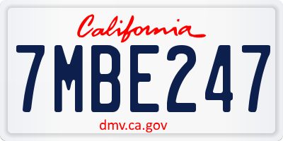 CA license plate 7MBE247