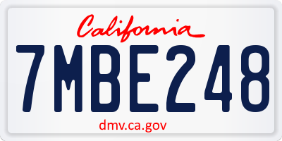 CA license plate 7MBE248