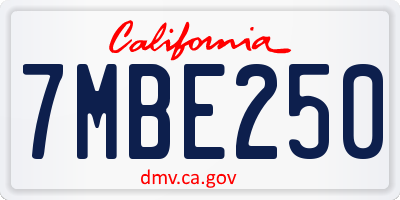 CA license plate 7MBE250