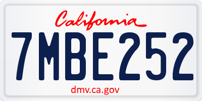 CA license plate 7MBE252