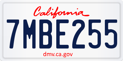 CA license plate 7MBE255