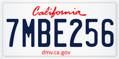 CA license plate 7MBE256