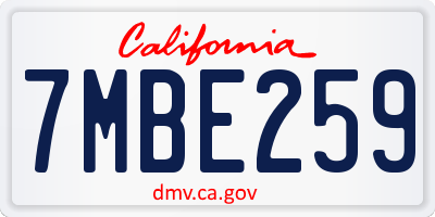CA license plate 7MBE259