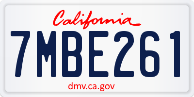 CA license plate 7MBE261