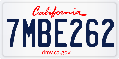 CA license plate 7MBE262