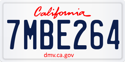 CA license plate 7MBE264