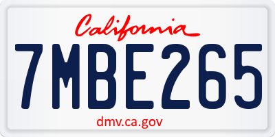 CA license plate 7MBE265