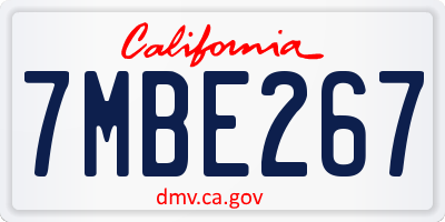 CA license plate 7MBE267
