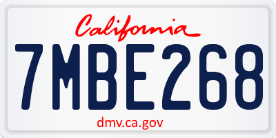 CA license plate 7MBE268