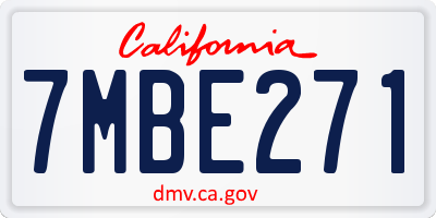 CA license plate 7MBE271