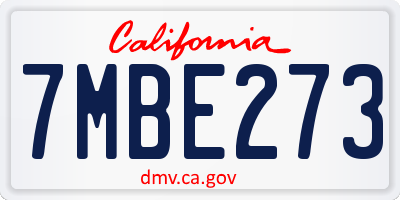 CA license plate 7MBE273