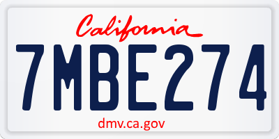 CA license plate 7MBE274