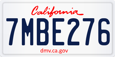 CA license plate 7MBE276