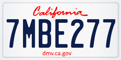 CA license plate 7MBE277