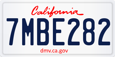 CA license plate 7MBE282