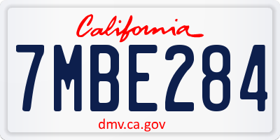 CA license plate 7MBE284