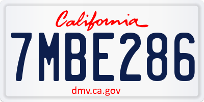 CA license plate 7MBE286