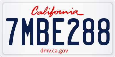 CA license plate 7MBE288