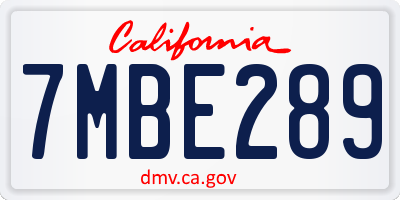 CA license plate 7MBE289
