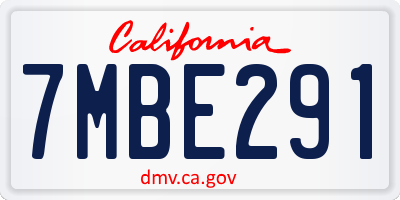 CA license plate 7MBE291
