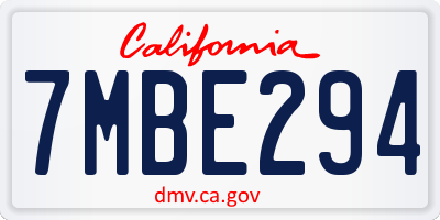 CA license plate 7MBE294