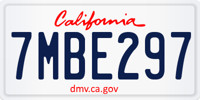 CA license plate 7MBE297