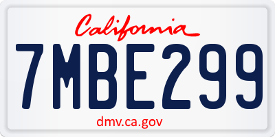 CA license plate 7MBE299