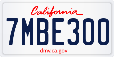CA license plate 7MBE300