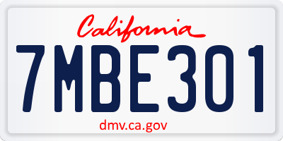 CA license plate 7MBE301
