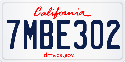 CA license plate 7MBE302