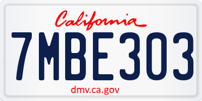CA license plate 7MBE303