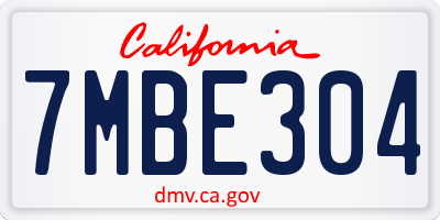 CA license plate 7MBE304