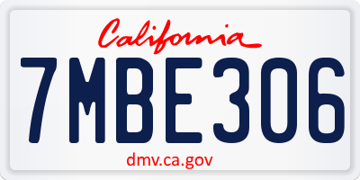 CA license plate 7MBE306