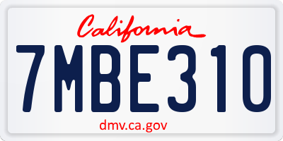 CA license plate 7MBE310