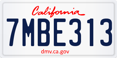 CA license plate 7MBE313