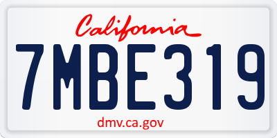 CA license plate 7MBE319