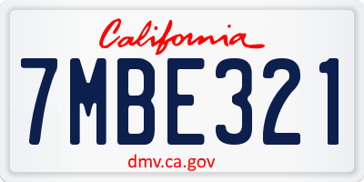 CA license plate 7MBE321
