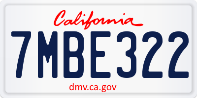 CA license plate 7MBE322