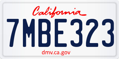 CA license plate 7MBE323