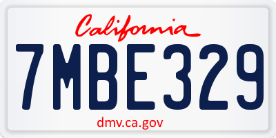 CA license plate 7MBE329