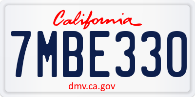 CA license plate 7MBE330