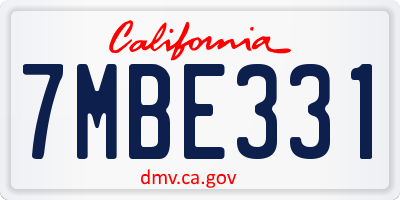 CA license plate 7MBE331