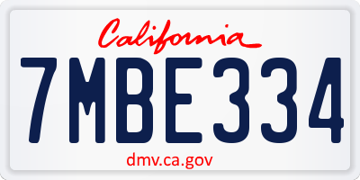 CA license plate 7MBE334