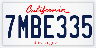 CA license plate 7MBE335