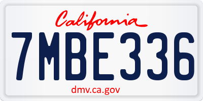 CA license plate 7MBE336