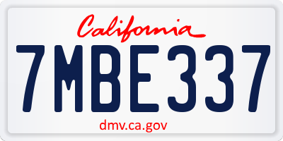 CA license plate 7MBE337