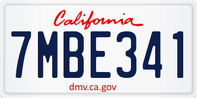 CA license plate 7MBE341
