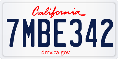 CA license plate 7MBE342