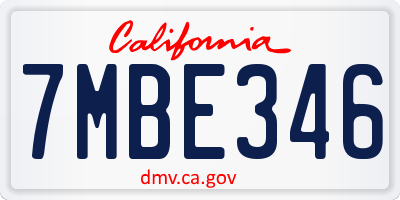 CA license plate 7MBE346